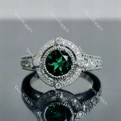 Doveggs art deco half eternity pave engagement ring semi-mount only(Exclusively to DovEggs Stones)