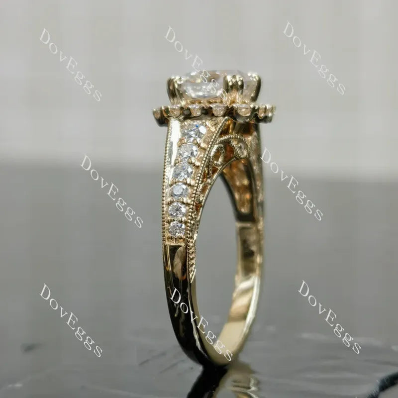 Doveggs pave halo half eternity engagement ring semi-mount only(Exclusively to DovEggs Stones)