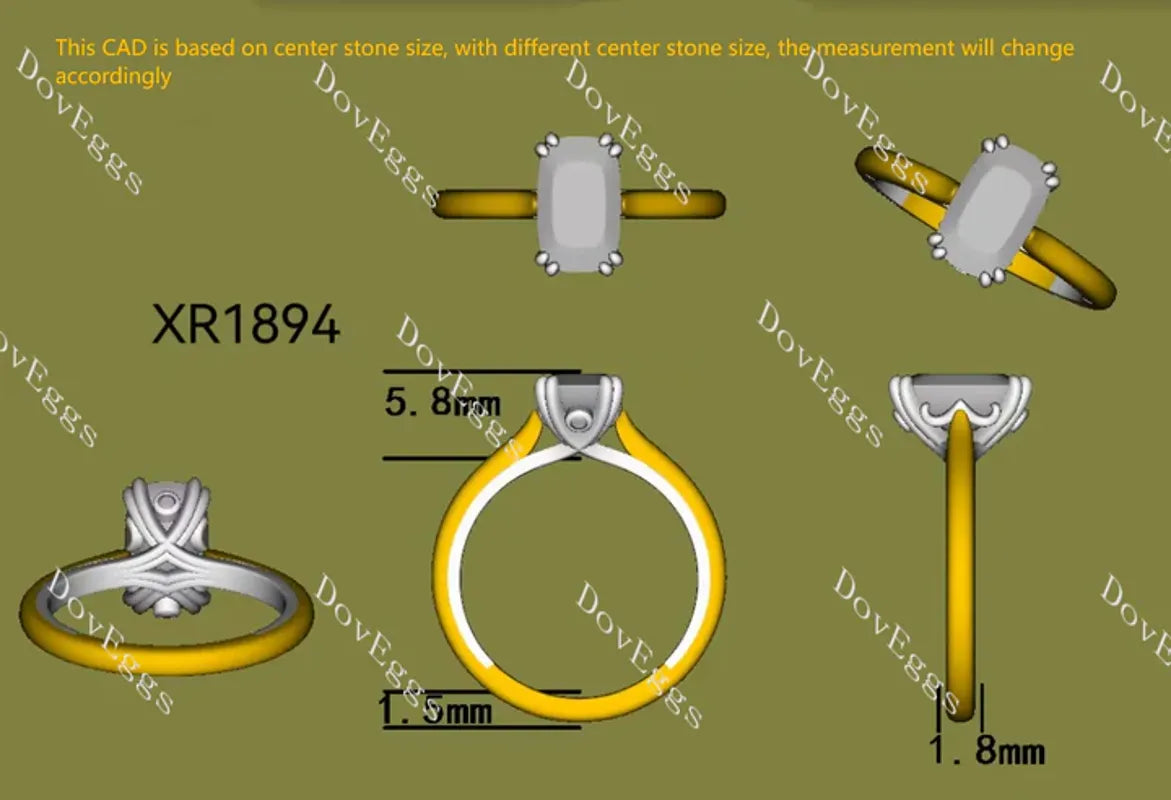 Doveggs solitaire engagement ring semi-mount only(Exclusively to DovEggs Stones)