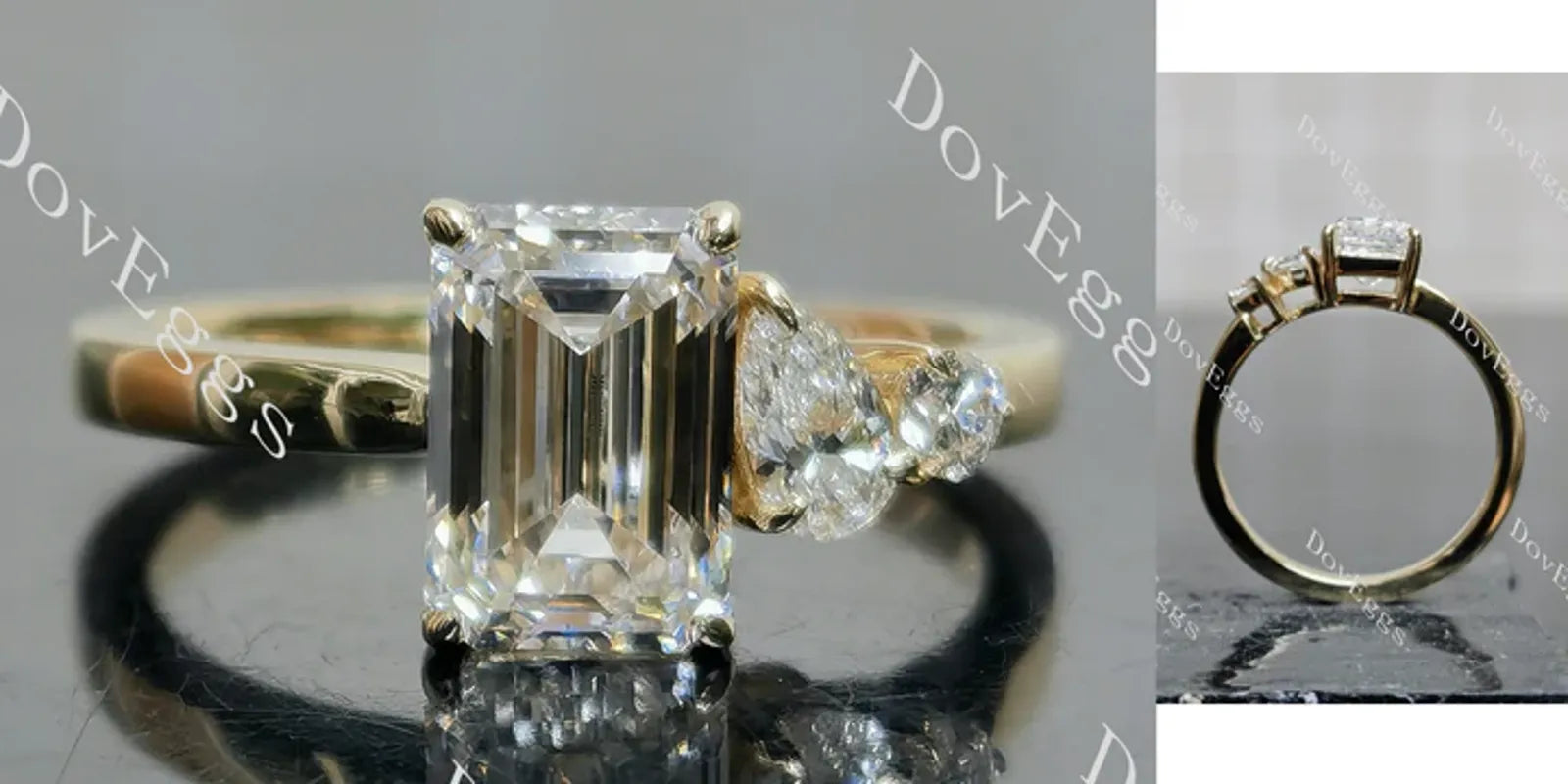 Doveggs three stones eternity engagement ring semi-mount only(Exclusively to DovEggs Stones)
