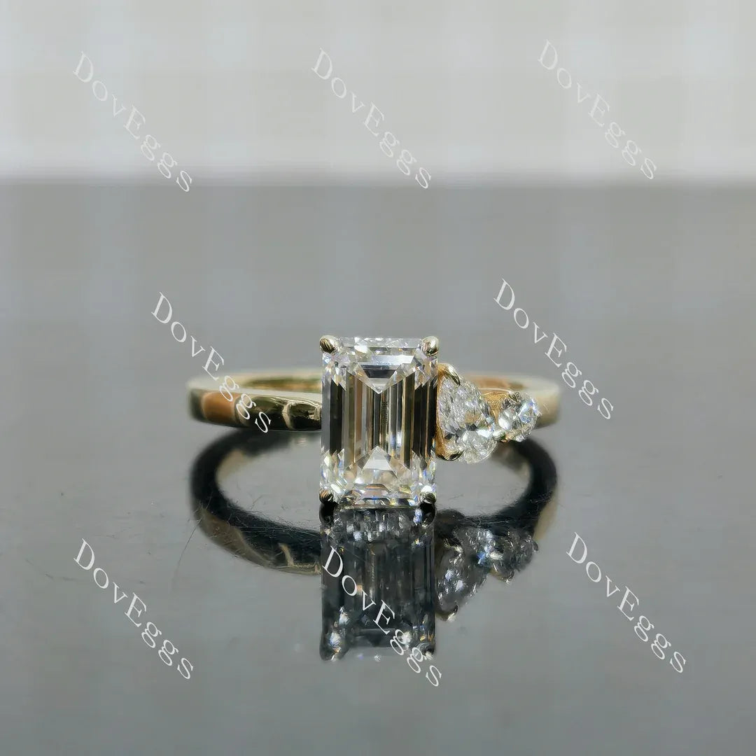 Doveggs three stones eternity engagement ring semi-mount only(Exclusively to DovEggs Stones)