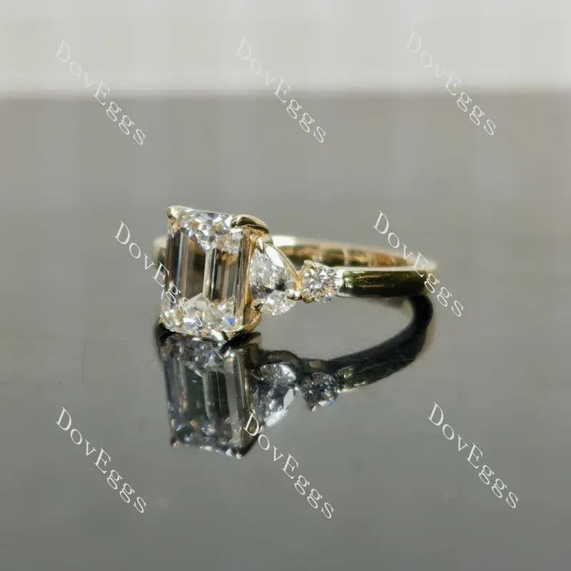 Doveggs three stones eternity engagement ring semi-mount only(Exclusively to DovEggs Stones)