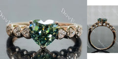 Doveggs heart bezel side stones engagement ring semi-mount only(Exclusively to DovEggs Stones)