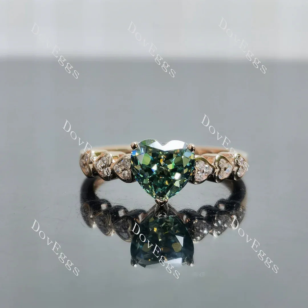 Doveggs heart bezel side stones engagement ring semi-mount only(Exclusively to DovEggs Stones)