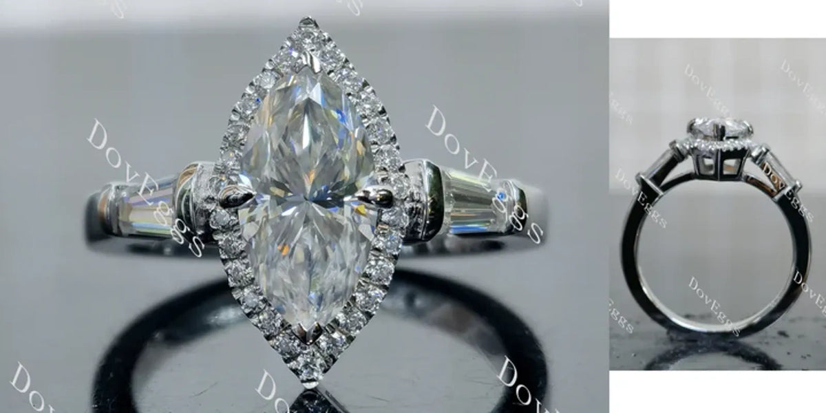Doveggs halo side stones engagement ring semi-mount only(Exclusively to DovEggs Stones)