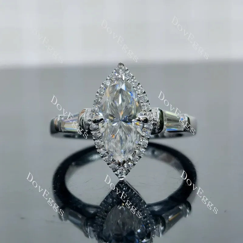 Doveggs halo side stones engagement ring semi-mount only(Exclusively to DovEggs Stones)