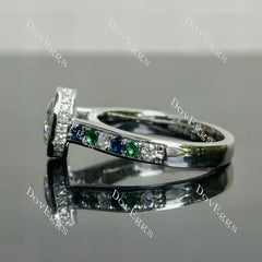 Doveggs bezel pave engagement ring semi-mount only(Exclusively to DovEggs Stones)