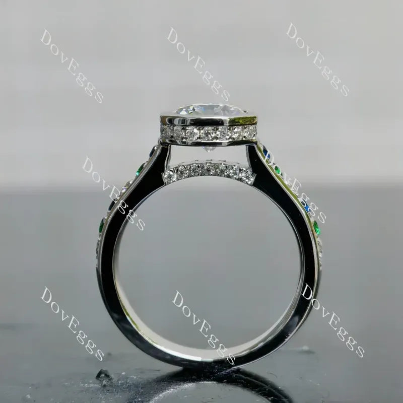 Doveggs bezel pave engagement ring semi-mount only(Exclusively to DovEggs Stones)