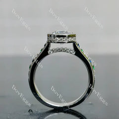 Doveggs bezel pave engagement ring semi-mount only(Exclusively to DovEggs Stones)