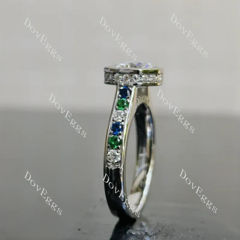 Doveggs bezel pave engagement ring semi-mount only(Exclusively to DovEggs Stones)