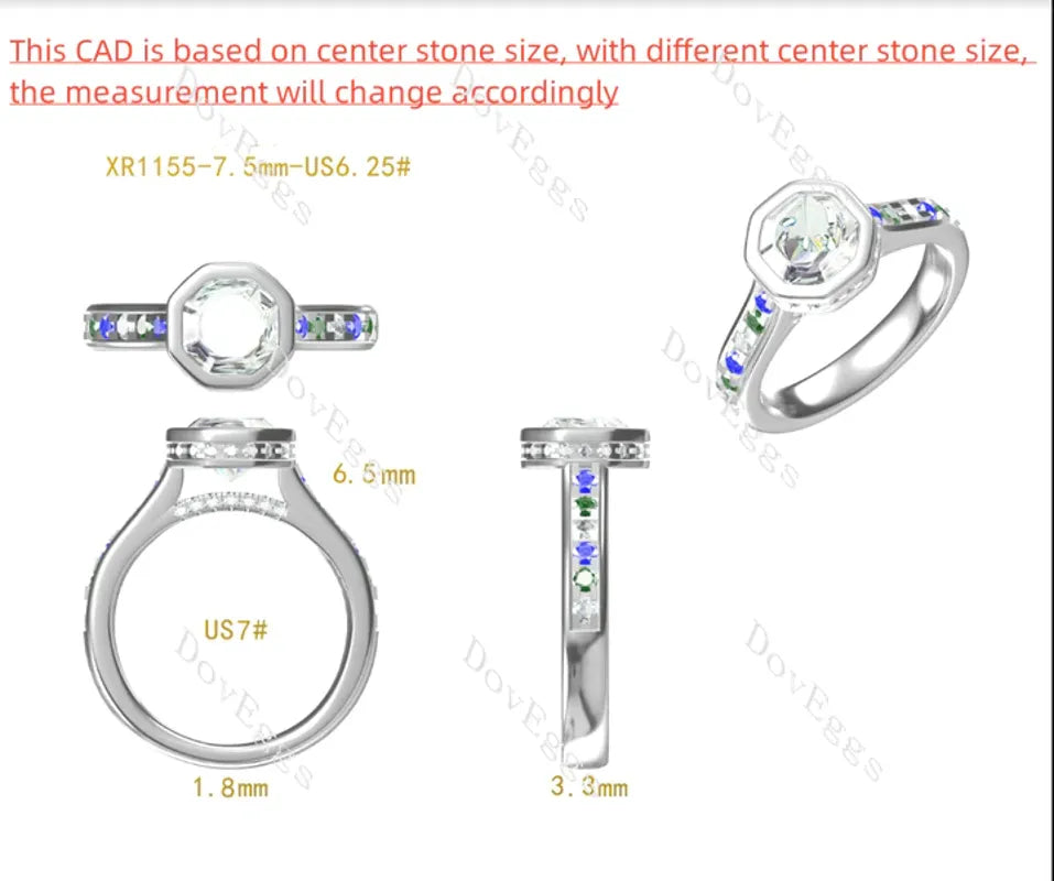 Doveggs bezel pave engagement ring semi-mount only(Exclusively to DovEggs Stones)