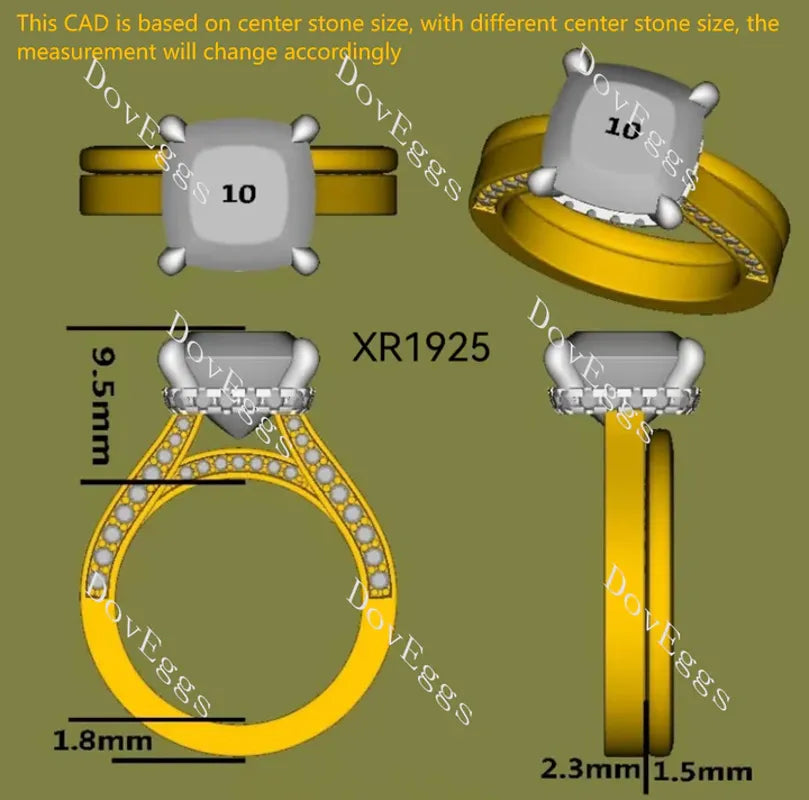 Doveggs pave engagement ring semi-mount only(Exclusively to DovEggs Stones)