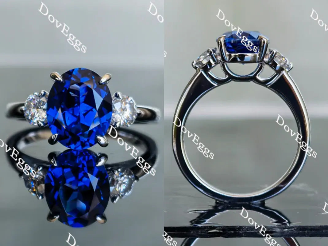 Doveggs three-stones engagement ring semi-mount only(Exclusively to DovEggs Stones)