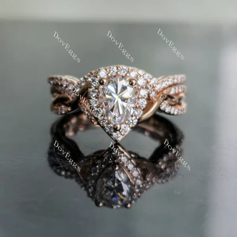 Doveggs pave halo engagement ring semi-mount only(Exclusively to DovEggs Stones)