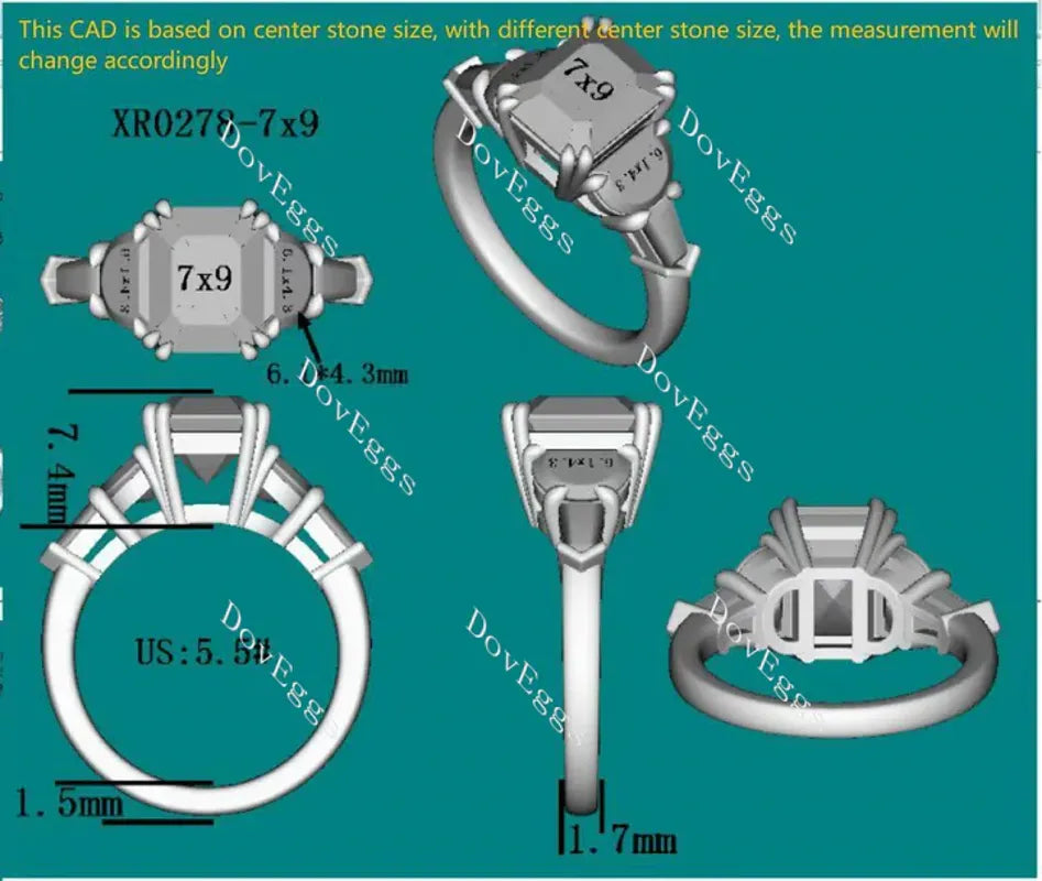 Doveggs side stones engagement ring semi-mount only(Exclusively to DovEggs Stones)