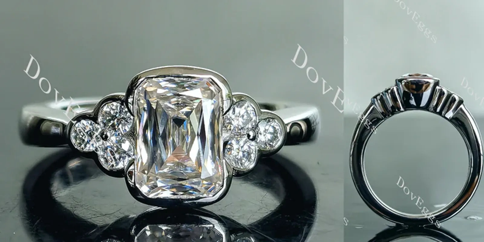 Doveggs bezel side stones engagement ring only semi-mount only(Exclusively to DovEggs Stones)