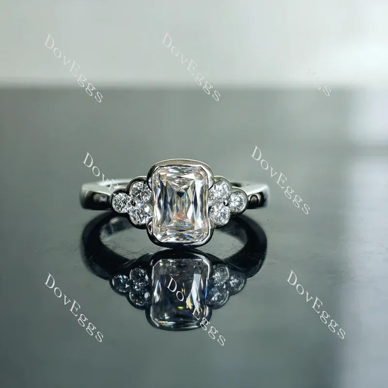 Doveggs bezel side stones engagement ring only semi-mount only(Exclusively to DovEggs Stones)