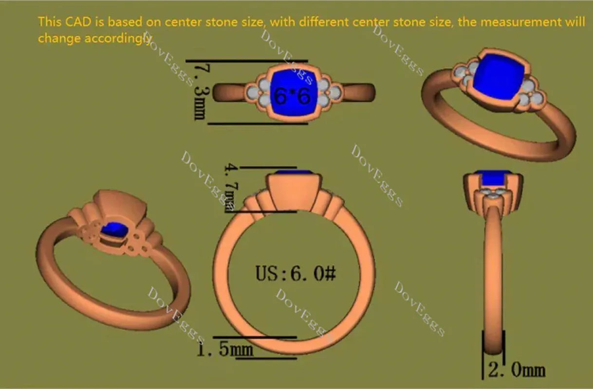 Doveggs bezel side stones engagement ring only semi-mount only(Exclusively to DovEggs Stones)
