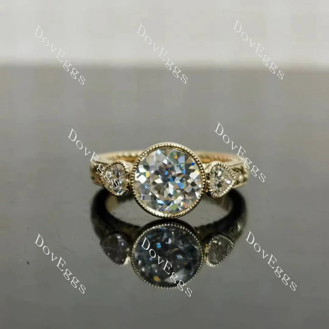 Tin's'Ohana bezel three stones engagement ring only semi-mount only(Exclusively to DovEggs Stones)