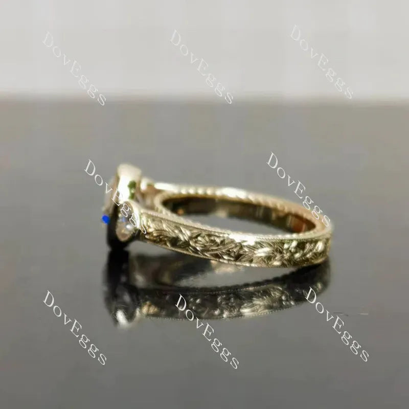 Tin's'Ohana bezel three stones engagement ring only semi-mount only(Exclusively to DovEggs Stones)