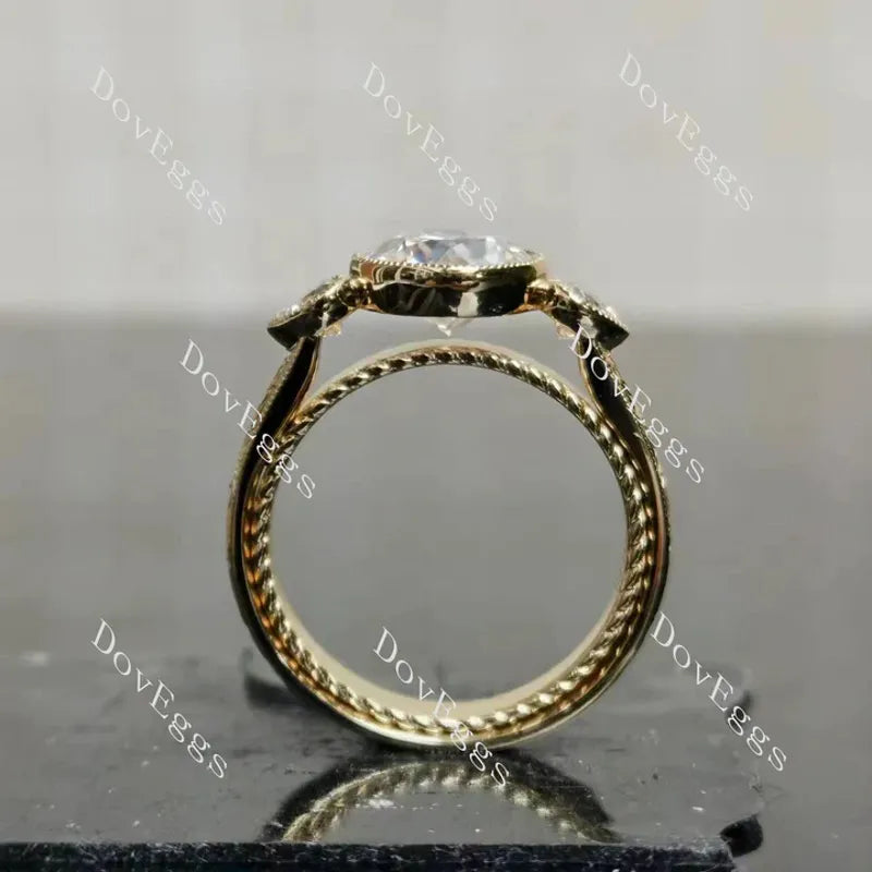 Tin's'Ohana bezel three stones engagement ring only semi-mount only(Exclusively to DovEggs Stones)