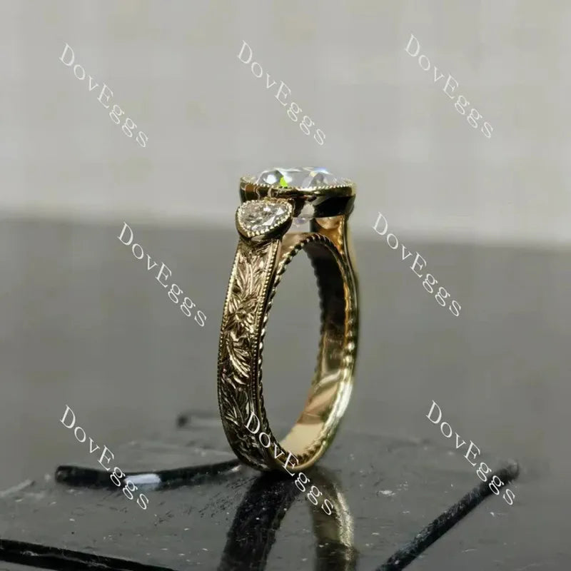 Tin's'Ohana bezel three stones engagement ring only semi-mount only(Exclusively to DovEggs Stones)