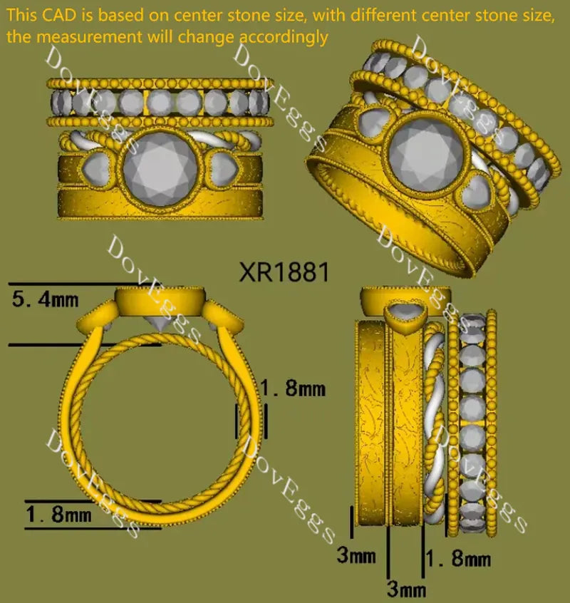 Tin's'Ohana bezel three stones engagement ring only semi-mount only(Exclusively to DovEggs Stones)