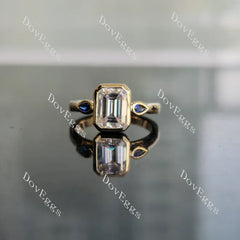 Doveggs bezel three stones engagement ring only semi-mount only(Exclusively to DovEggs Stones)