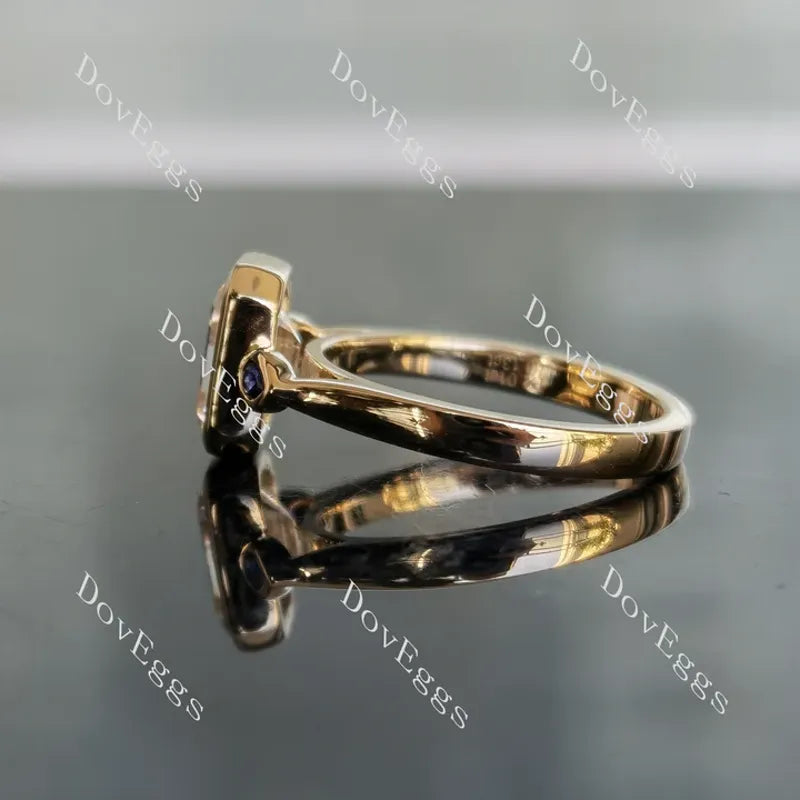 Doveggs bezel three stones engagement ring only semi-mount only(Exclusively to DovEggs Stones)