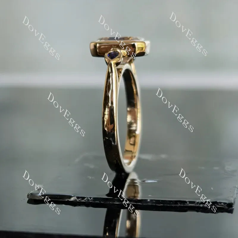 Doveggs bezel three stones engagement ring only semi-mount only(Exclusively to DovEggs Stones)