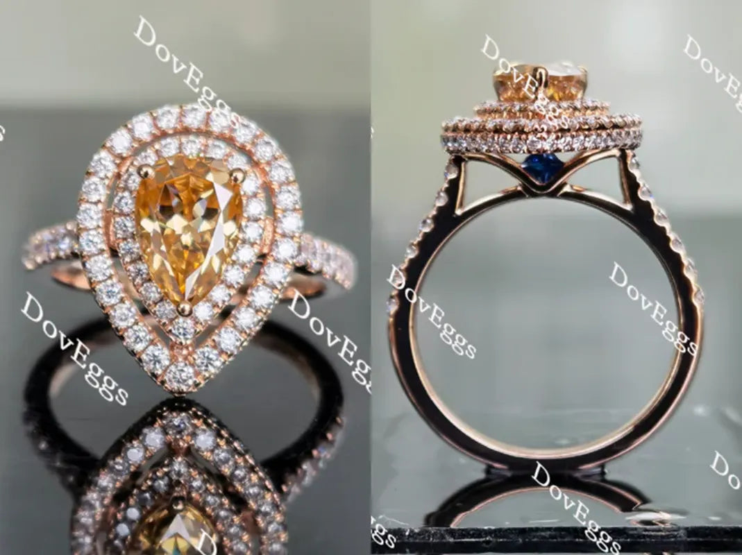 Pave double halo engagement ring only semi-mount only(Exclusively to DovEggs Stones)