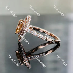 Pave double halo engagement ring only semi-mount only(Exclusively to DovEggs Stones)