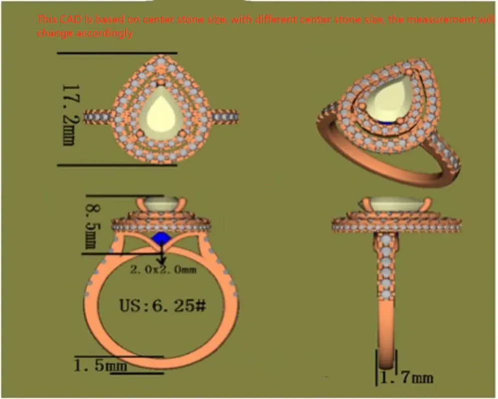Pave double halo engagement ring only semi-mount only(Exclusively to DovEggs Stones)