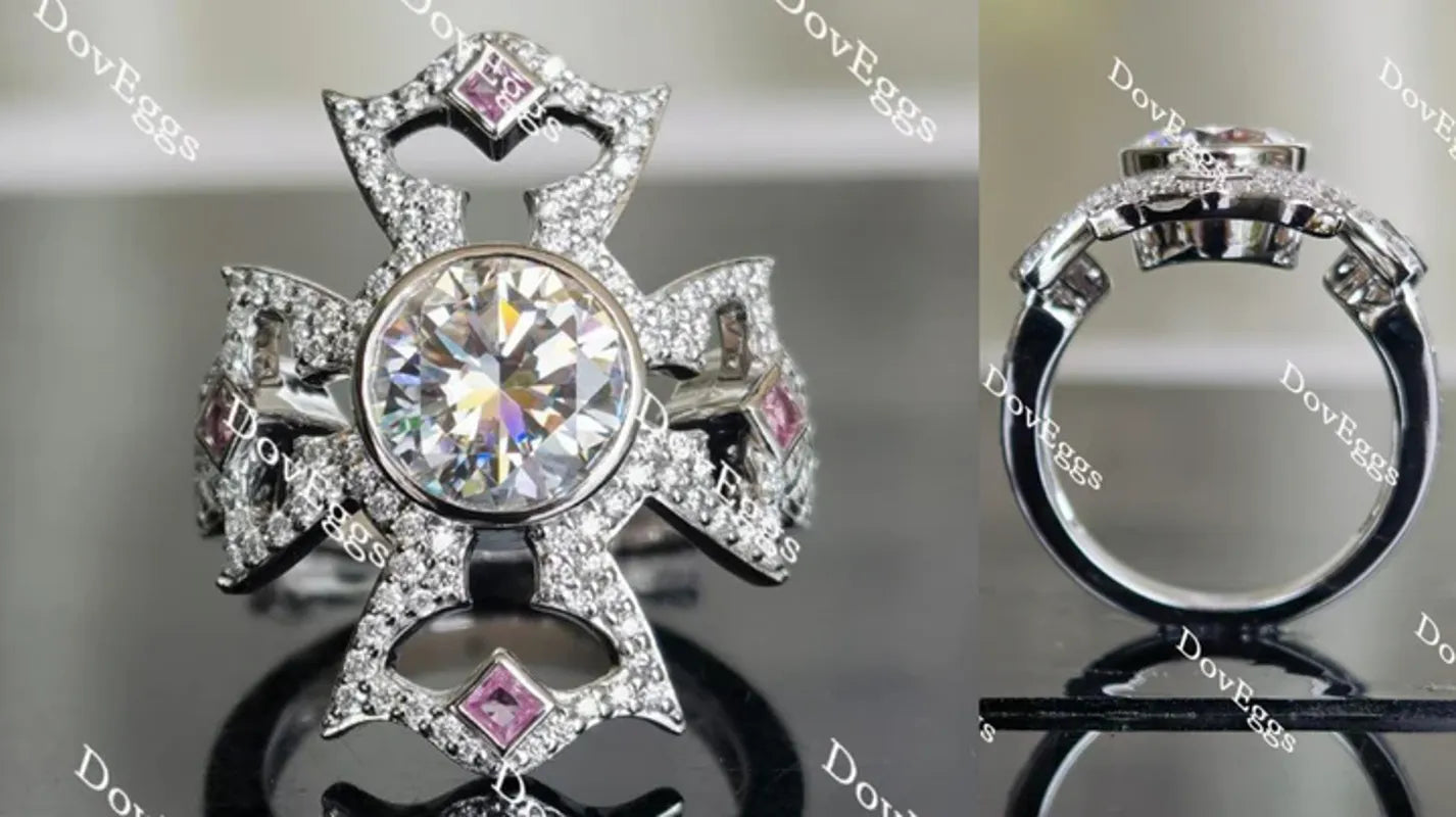 A Cross for CCG vintage engagement ring only semi-mount only(Exclusively to DovEggs Stones)