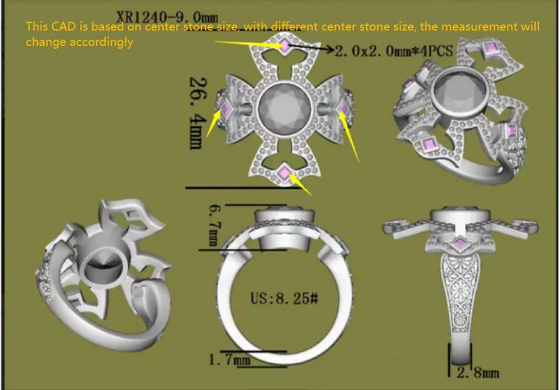 A Cross for CCG vintage engagement ring only semi-mount only(Exclusively to DovEggs Stones)
