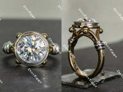 Doveggs bezel solitaire vintage engagement ring only semi-mount only(Exclusively to DovEggs Stones)