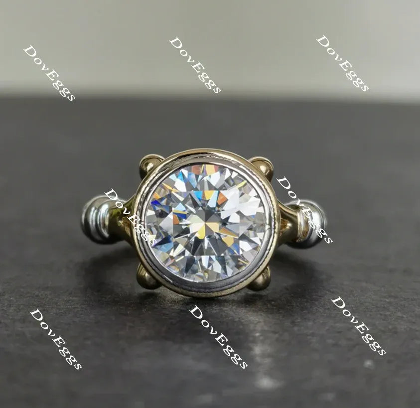 Doveggs bezel solitaire vintage engagement ring only semi-mount only(Exclusively to DovEggs Stones)