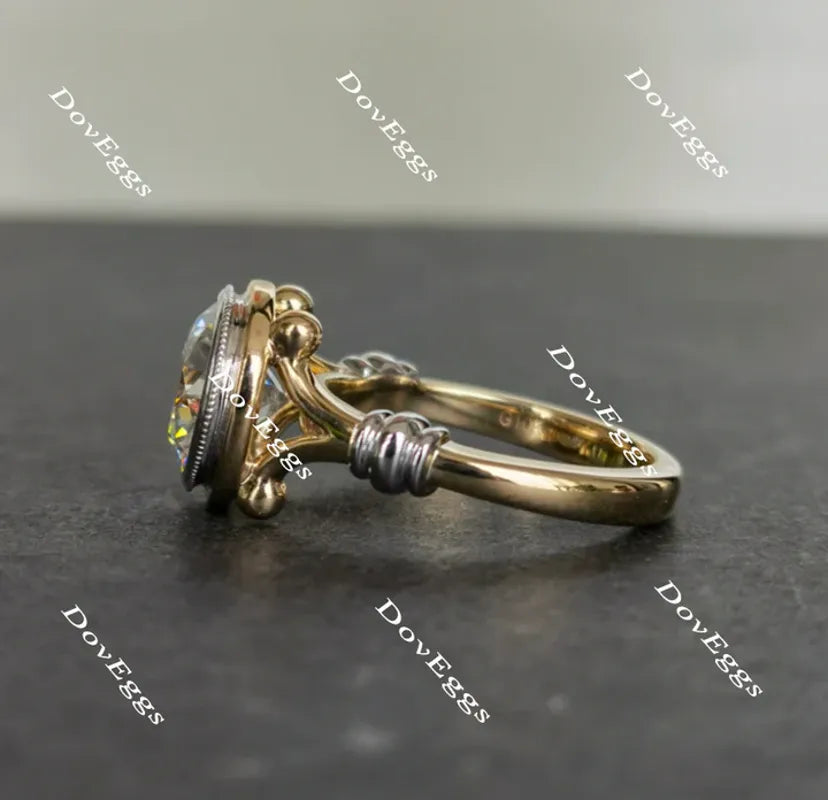 Doveggs bezel solitaire vintage engagement ring only semi-mount only(Exclusively to DovEggs Stones)