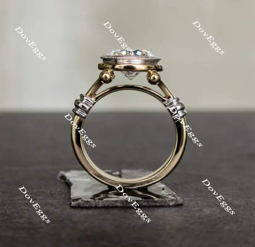 Doveggs bezel solitaire vintage engagement ring only semi-mount only(Exclusively to DovEggs Stones)