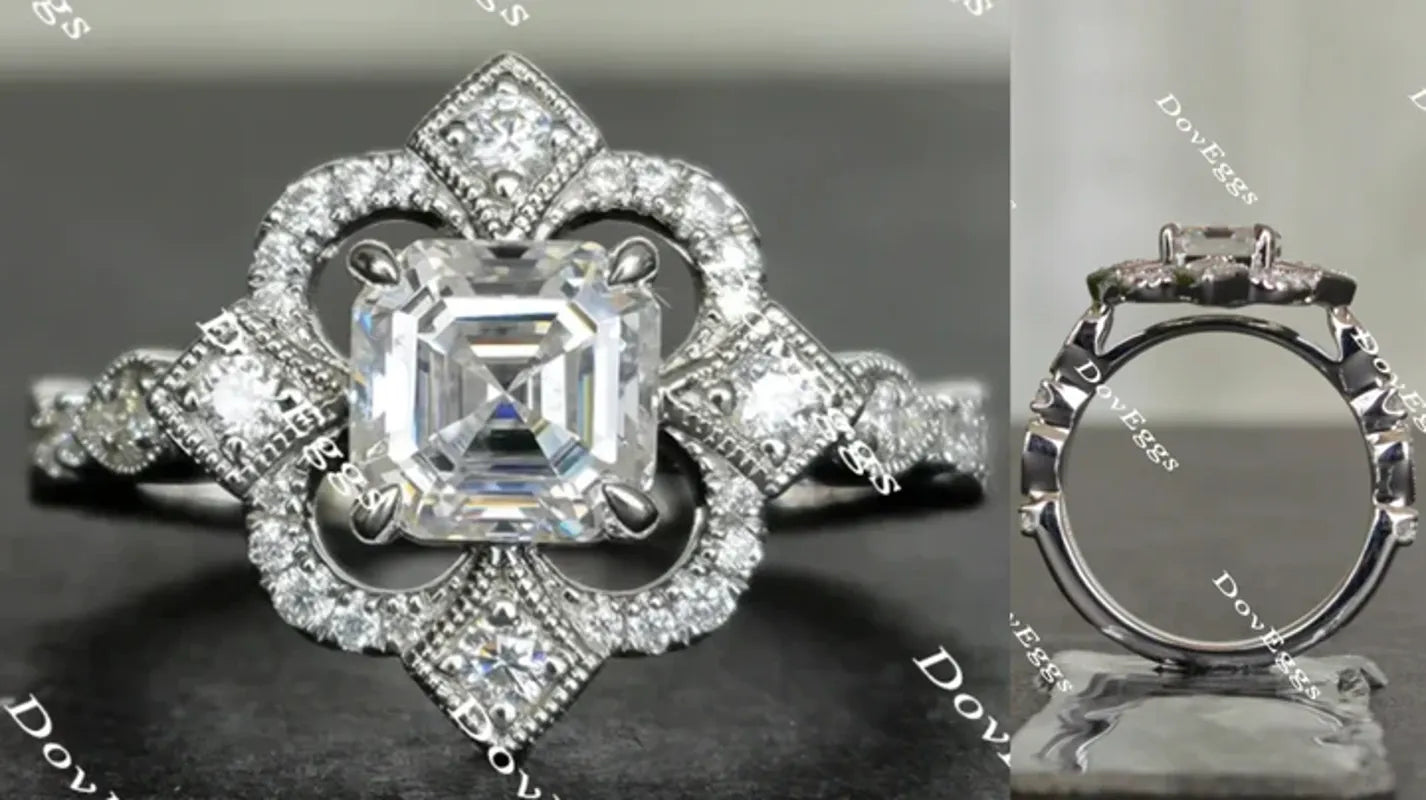 The aviator's floral engagement ring only semi-mount only(Exclusively to DovEggs Stones)