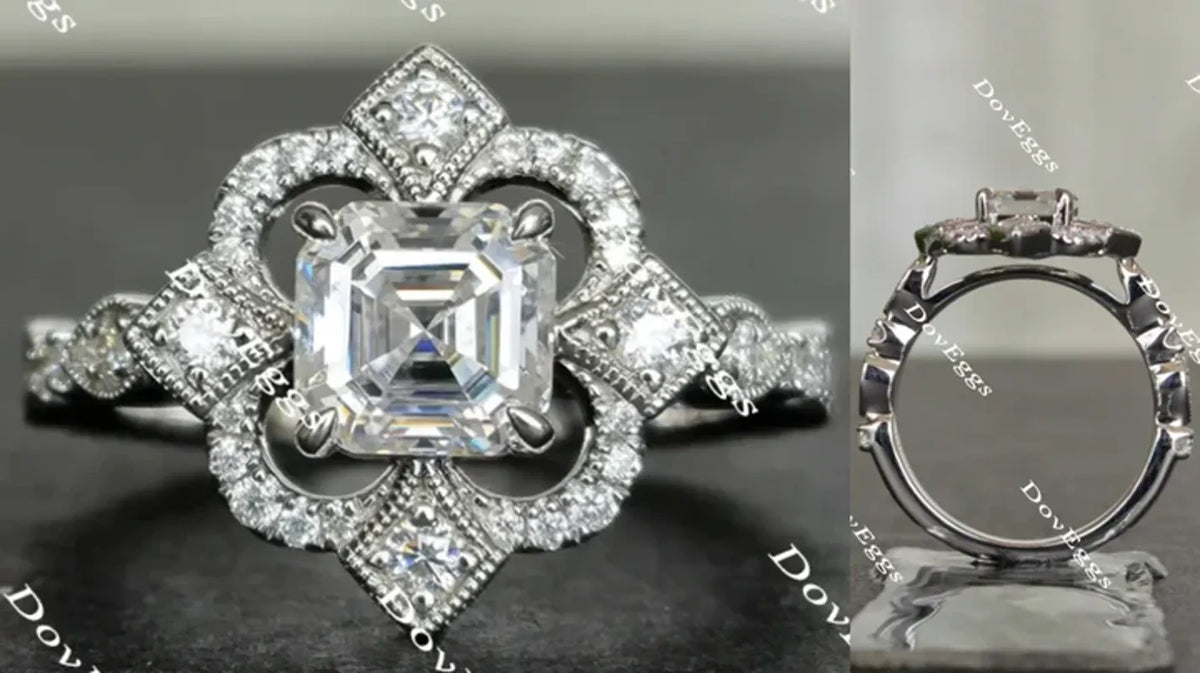 The aviator's floral engagement ring only semi-mount only(Exclusively to DovEggs Stones)