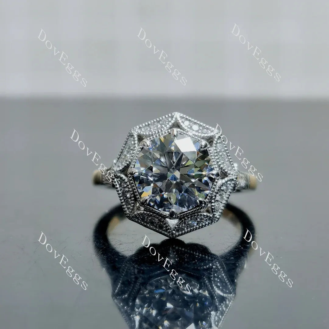 DovEggs halo vintage engagement ring semi-mount only(Exclusively to DovEggs Stones)