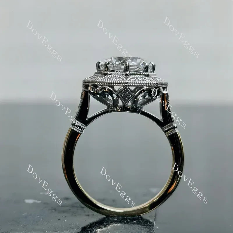 DovEggs halo vintage engagement ring semi-mount only(Exclusively to DovEggs Stones)
