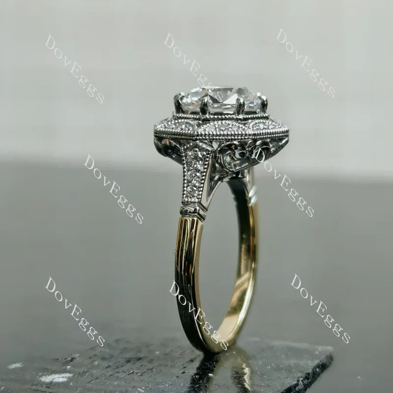 DovEggs halo vintage engagement ring semi-mount only(Exclusively to DovEggs Stones)