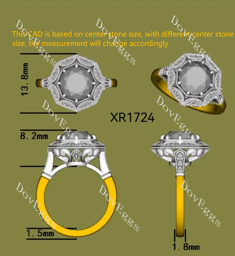 DovEggs halo vintage engagement ring semi-mount only(Exclusively to DovEggs Stones)