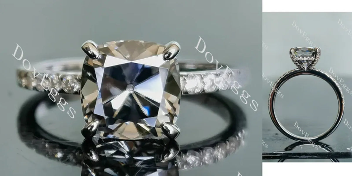 Doveggs half eternity pave engagement ring semi-mount only(Exclusively to DovEggs Stones)