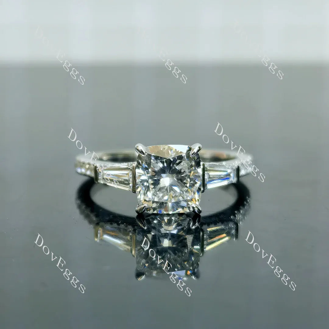DovEggs three stones pave engagement ring semi-mount only(Exclusively to DovEggs Stones)