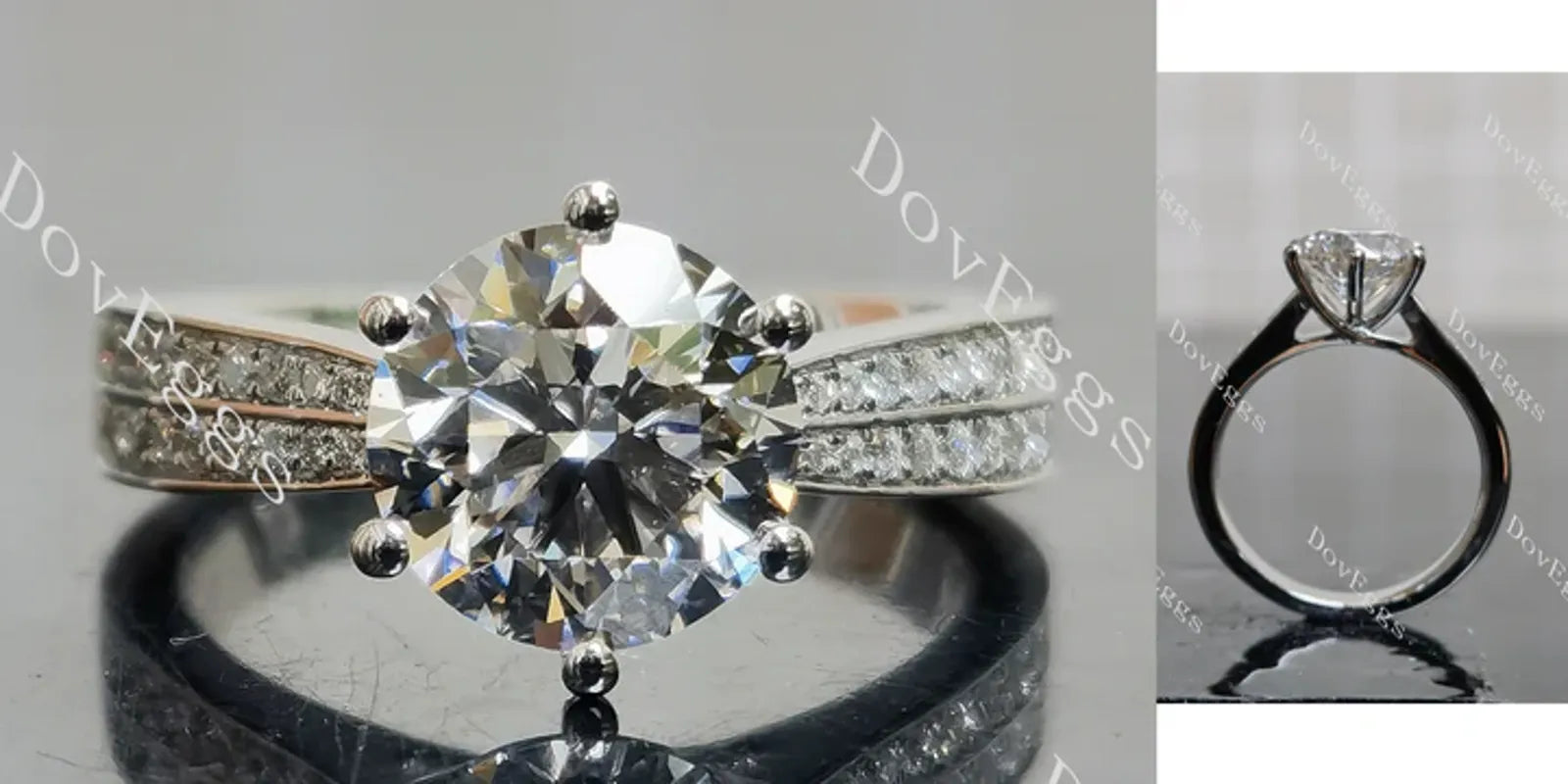 Doveggs half eternity pave engagement ring semi-mount only(Exclusively to DovEggs Stones)