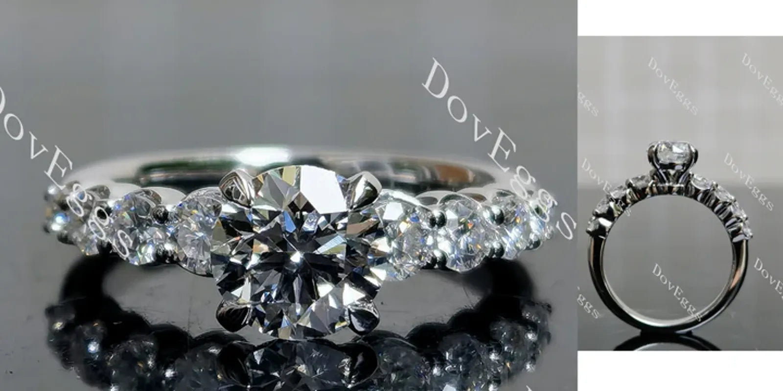 Doveggs pave engagement ring semi-mount only(Exclusively to DovEggs Stones)