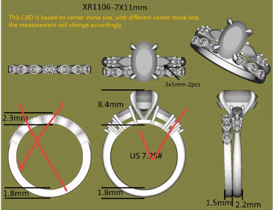 Doveggs side stone engagement ring semi-mount only(Exclusively to DovEggs Stones)